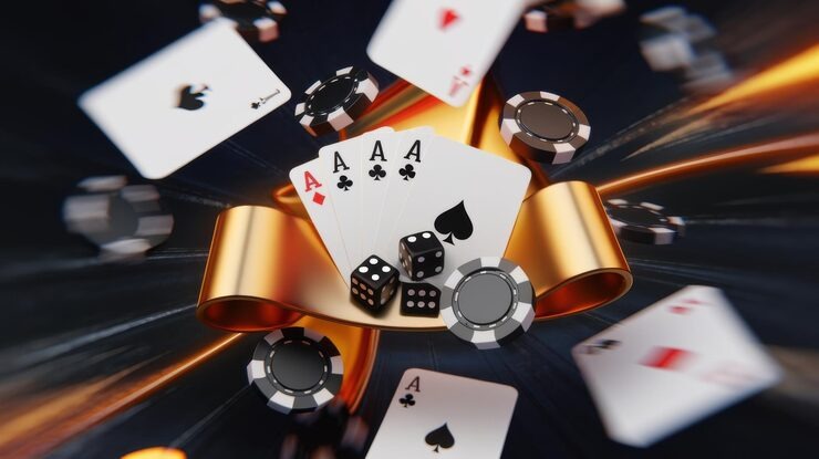 Dadu Online live studio with dice cup, roulette wheel, and multi-camera HD setup